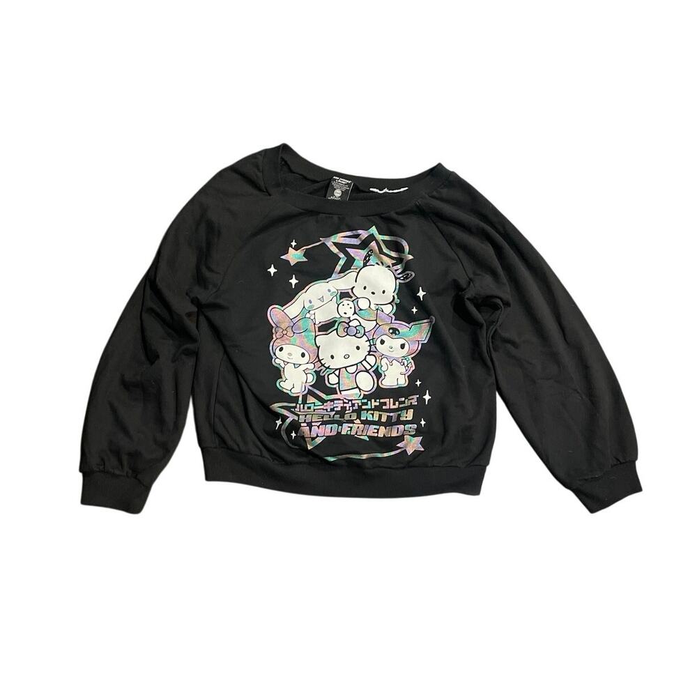 Sanrio Hello Kitty and Friends Holographic Off the Shoulder Sweater SZ XL Pop